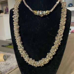 Vintage AB Crystal Champagne Beaded necklace
